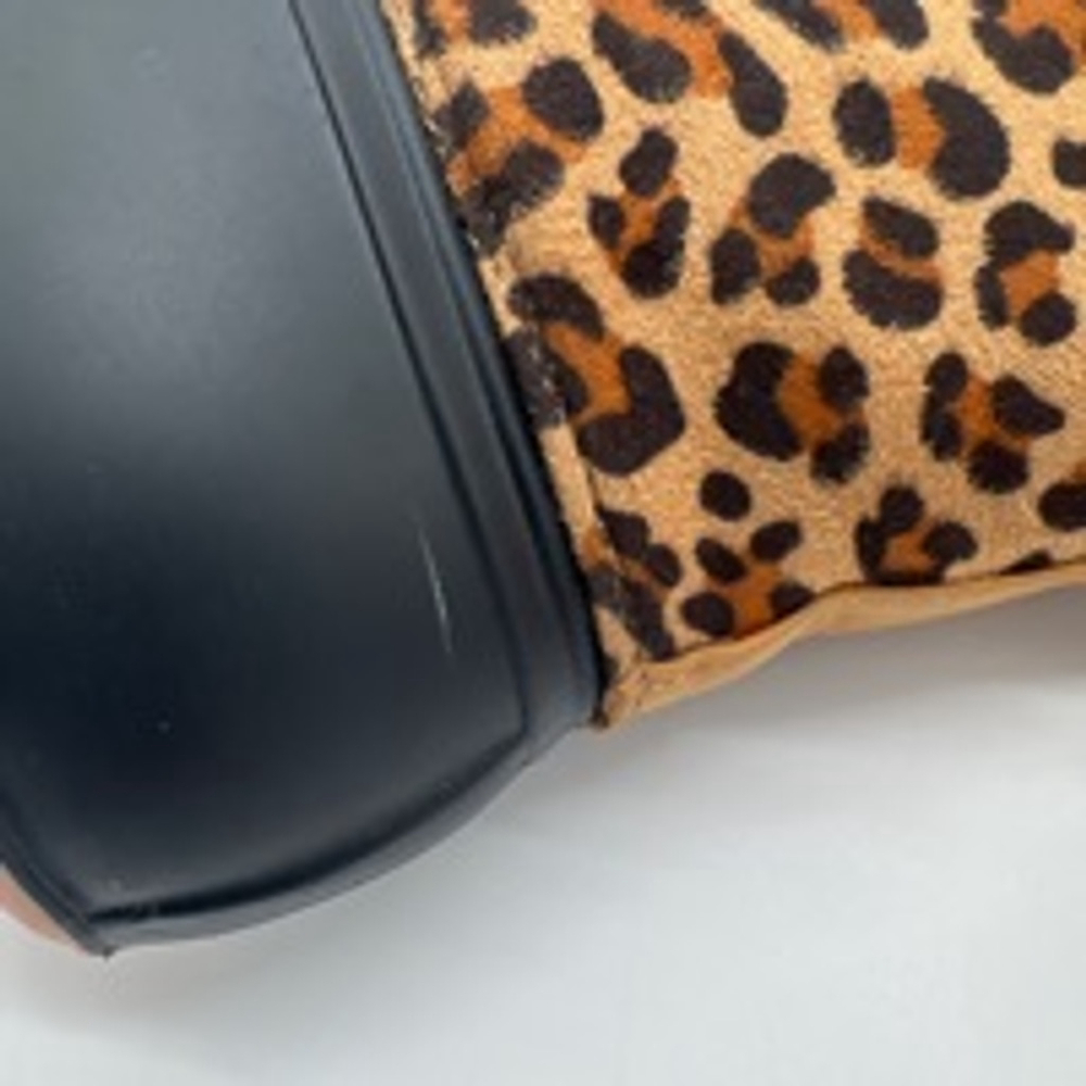 Women's Unbranded Duck Boots Size 8 Black and Leopard Print - Picture 6 of 6